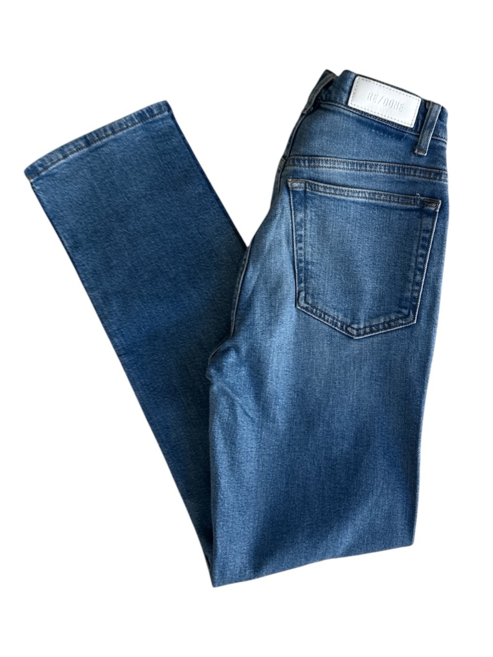 RE/DONE 70s Straight High Rise Jeans Size 26 Medium Wash